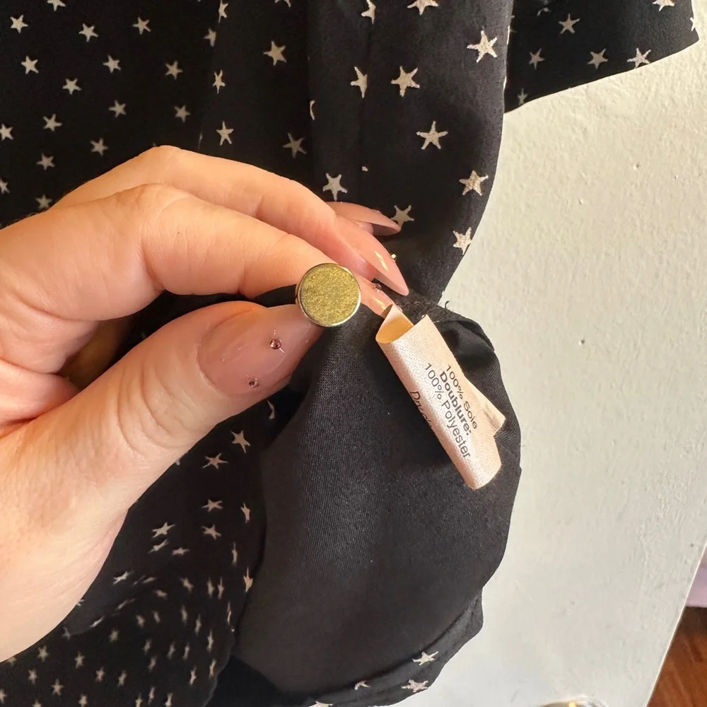 Madewell Black Star Print Long Sleeve Dress - Picture 5 of 7